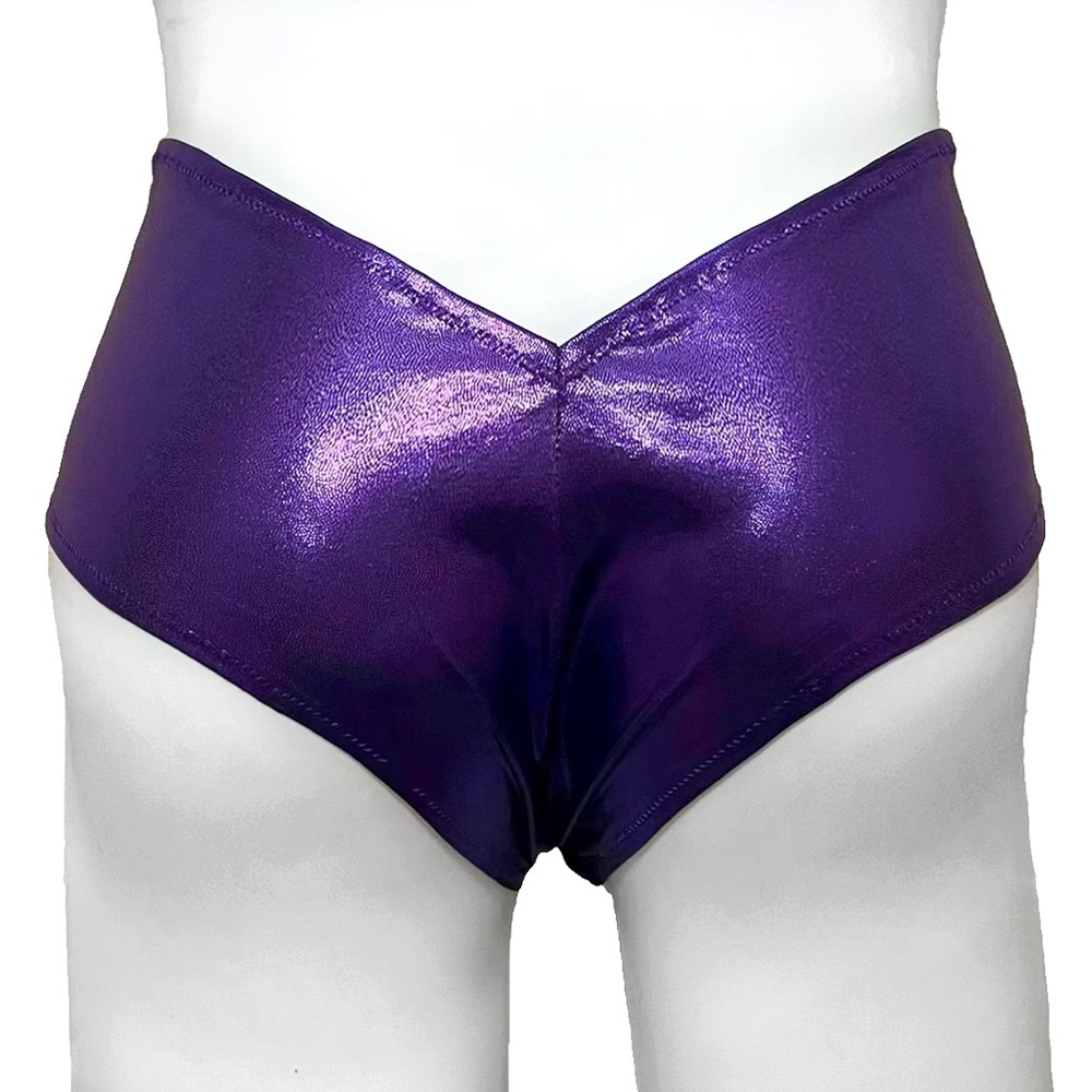 Clearance! Sz S Rave Gogo Festival Swim Plum Metallic Booty Shorts Cheeky Butt